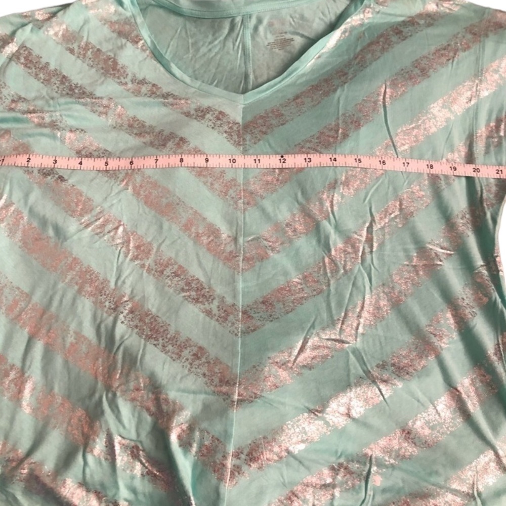 Jennifer Lopez size XLP mint green & metallic silver  chevron striped